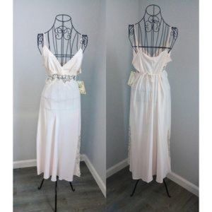 Y2K Dentelle Deadstock White Sheer Floral Lace Maxi Slip N��glig��e Nightie